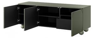Sonatia II háromajtós TV szekrény, gömb lábakon - 150 cm - oliva színű
