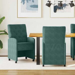 Kerekes Étkező Székek 2 pcs Sötétzöld 58 x 67 x 97 cm Bársony