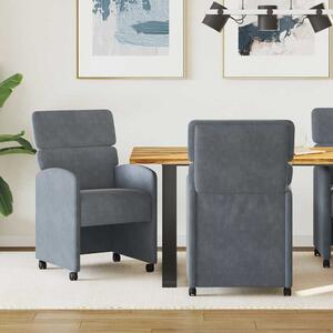 Kerekes Étkező Székek 2 pcs Sötétszürke 58 x 65 x 98 cm Bársony