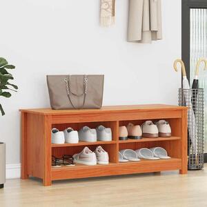 Cipőpad polcokkal Viaszbarna 110 x 38 x 45.5 cm Tömör fenyőfa