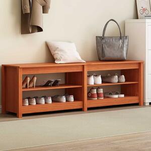 Cipőpad polcokkal Viaszbarna 160 x 36.5 x 50 cm Tömör fenyőfa