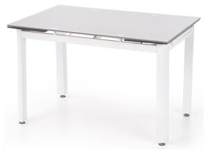 Asztal Houston 113, Fehér, Beige, 75x80x120cm, Hosszabbíthatóság, Edzett üveg, Fém