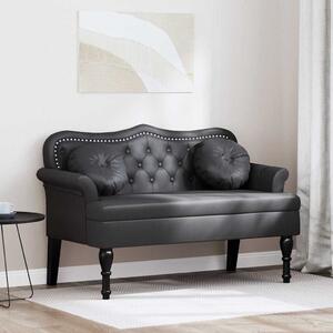 Chesterfield Pad párnával Fekete 120,5 x 65 x 75 cm Műbőr