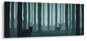 Kép - Szarvas farkassal a sziklák között (120x50 cm)