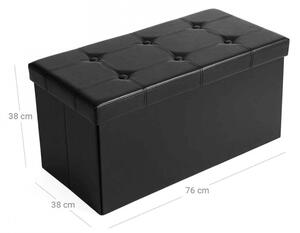 Tároló pad / tároló puff - Vasagle Loft - 76 x 38 cm (fekete)