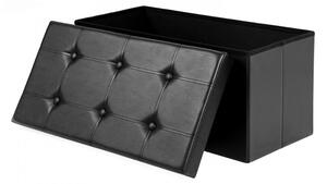Tároló pad / tároló puff - Vasagle Loft - 76 x 38 cm (fekete)