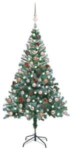 VidaXL zúzmarás karácsonyfa LED-del / gömbszettel / tobozzal 150 cm