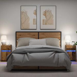 LED Éjjeli Szekrény 2 pcs Régi fa 38 x 34 x 61 cm Faanyag