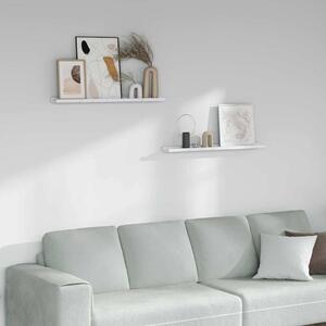 Falpolc polcokkal 2 pcs Fehér márvány 80 x 9 x 3 cm Faanyag