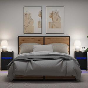 LED Éjjeli Szekrény 2 pcs Musta tammi 38 x 34 x 61 cm Faanyag