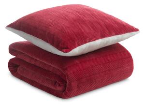Dormeo Warm Hug takaró- és párnaszett 130x190 cm piros csíkos