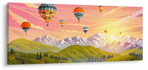 Léggömbök képe a táj felett (120x50 cm)