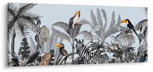 Állatok képe egy trópusi erdőben (120x50 cm)