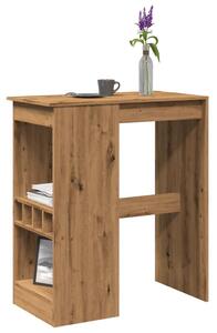 Kézműves tölgy szerelt fa bárasztal tárolókkal 90x47,5x103,5 cm