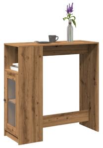 Kézműves tölgy szerelt fa bárasztal tárolókkal 101x40x103,5 cm