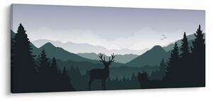 Kép - Szarvas farkassal a sziklák között (120x50 cm)