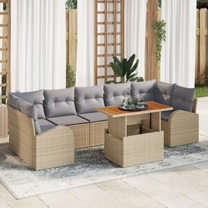 Kerti Kanapé Szett tárolóval 8 pcs Bézs Poli rattan