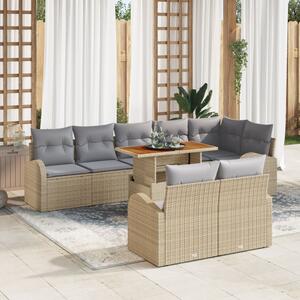 Kerti Kanapé Szett tárolóval 9 pcs Bézs Poli rattan