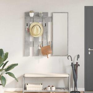 Fali Kabáthorog tükörrel Beton Szürke 100 x 10 x 100 cm Faanyag
