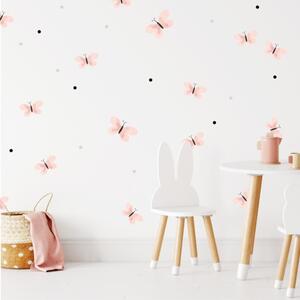 INSPIO - átragasztható textil matrica - Akvarell matrica - Rózsaszín pillangók