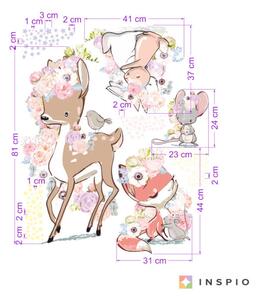 Gyerekszoba falmatrica - Virágos erdei állatkák