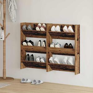 Cipőszekrény polcokkal 2 pcs Öreg fa 60 x 18 x 90 cm Faanyag