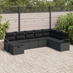 Kanapé Szett párnával tárolóval 8 pcs Fekete polirattan