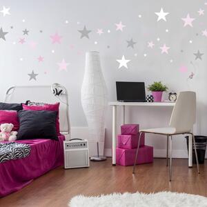 INSPIO - átragasztható textil matrica - Falmatrica - Rózsaszín csillagok