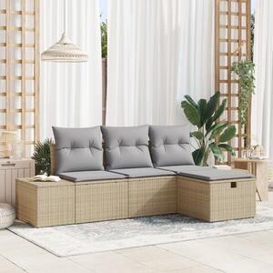 Kerti Kanapé Szett párnával 4 pcs Bézs Poli rattan