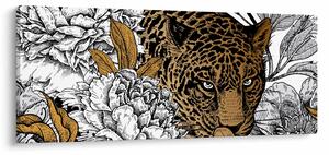 Kép - leopárd a virágok között (120x50 cm)