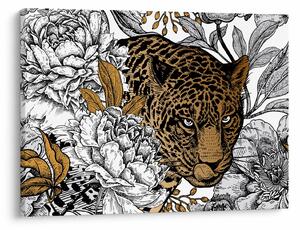 Kép - leopárd a virágok között (70x50 cm)