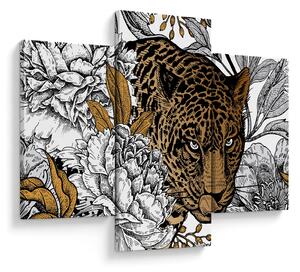 Kép - leopárd a virágok között (90x60 cm)