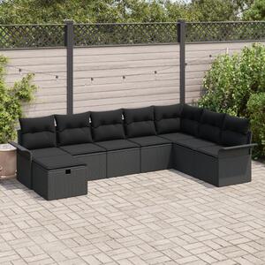 Kerti Kanapé Szett párnával tárolóval 8 pcs Fekete Poli rattan