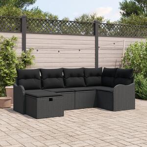 Kerti Kanapé Szett párnával tárolóval 6 pcs Fekete Poli rattan