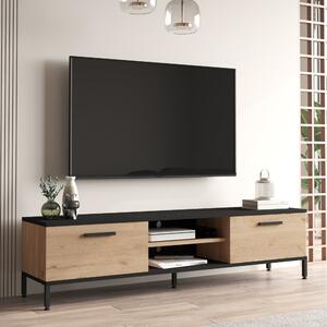 En.casa TV-asztal Lempäälä 2 szekrényajtóval 160 x 35 x 39 cm több színben Tölgy/Fekete