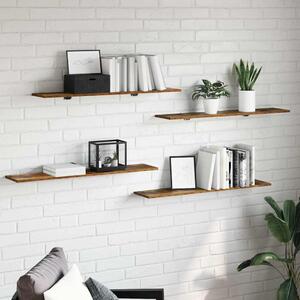 Polcos könyvespolc 4 pcs Barna 100 x 20 x 1,5 cm Faanyag