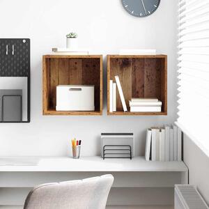 Fali Szekrény polcokkal 2 pcs Öreg fa 37 x 37 x 37 cm Faanyag