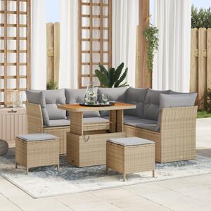 Kerti Kanapé Szett 8 db Bézs polirattan