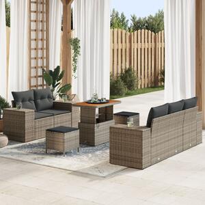 Kerti Kanapé Szett párnával tárolóval 8 pcs Szürke Poly Rattan