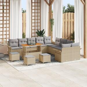 Kerti Kanapé Szett párnával 14 pcs Beige és Világosszürke