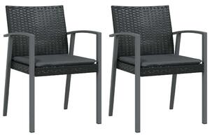 3-részes polyrattan és acél kerti étkezőgarnitúra párnával