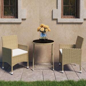 VidaXL Kerti Bisztrószett - 3 részes - Bézs Polyrattan