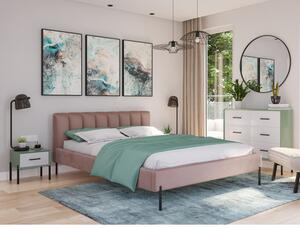 Kárpitozott ágy MILAN mérete 160x200 cm Világos rózsaszín