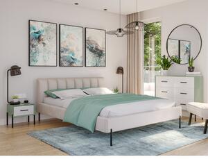 Kárpitozott ágy MILAN mérete 140x200 cm Krém színű