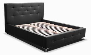 AGNES kárpitozott ágy (fekete) 140x200cm