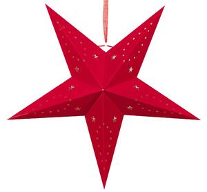 Piros Bársonyborítású LED-es Papírcsillag Kétdarabos Szettben 45 cm MOTTI