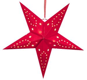 Piros Bársonyborítású LED-es Papírcsillag Kétdarabos Szettben 45 cm MOTTI