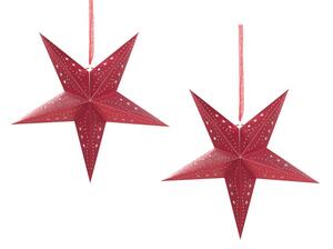 Piros Csillogó LED-es Papírcsillag Kétdarabos Szettben 45 cm MOTTI