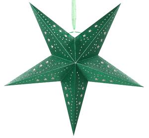 Zöld Csillogó LED-es Papírcsillag Kétdarabos Szettben 45 cm MOTTI