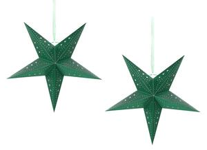 Zöld Csillogó LED-es Papírcsillag Kétdarabos Szettben 45 cm MOTTI